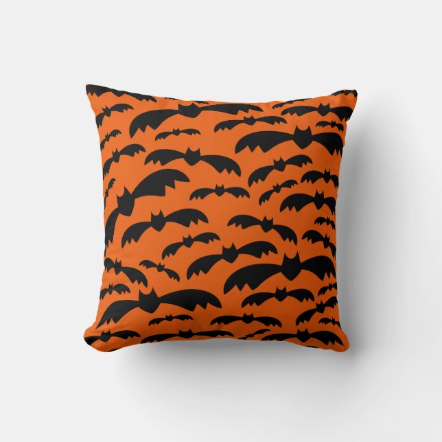 Halloween Bats Throw Pillow (Front)