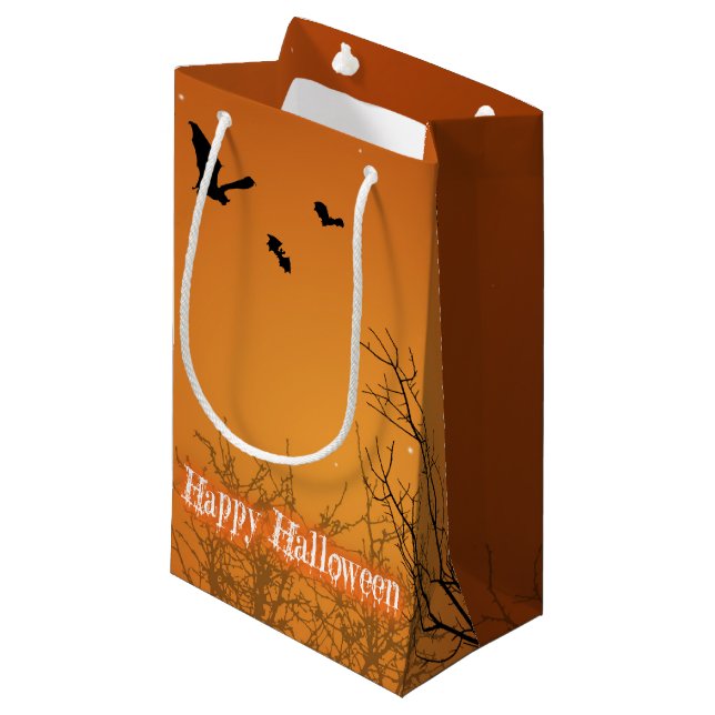 Halloween Bats & Trees - Small Gift Bag (Front Angled)