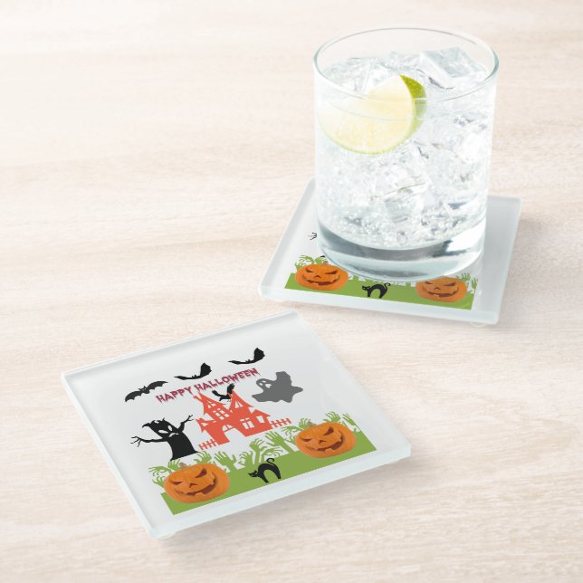 Halloween Be Frightfully Fun Glass Coaster (Angled)