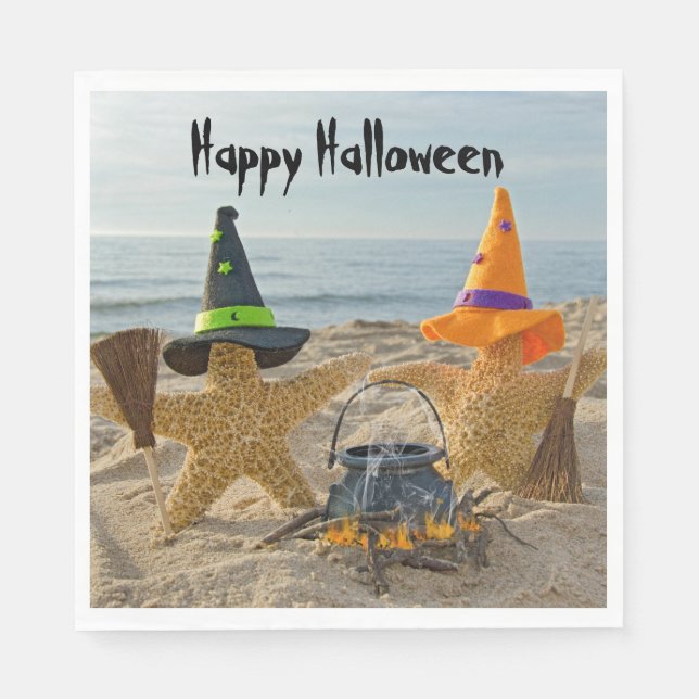 Halloween Beach Starfish Witches Napkin (Front)