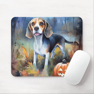 Halloween Beagle With Pumpkins Scary Mouse Pad