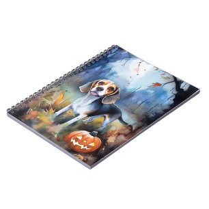 Halloween Beagle With Pumpkins Scary Notebook