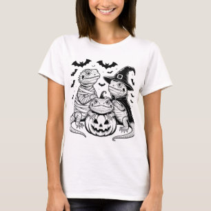 Halloween Bearded Dragon Trio Line Art T-Shirt