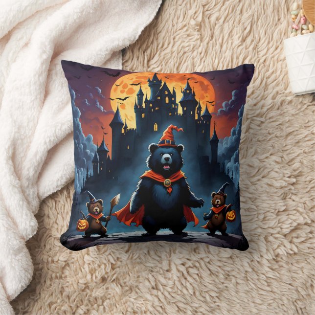 Halloween bears dressed for a spooky night cushion (Blanket)