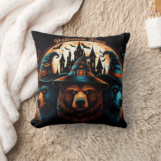 Halloween bears in magical night attire cushion (Blanket)