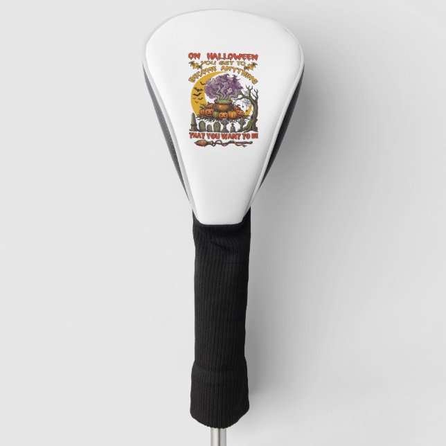 Halloween Become Anything Cauldron Cat Ghost Pumpk Golf Head Cover (Front)