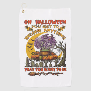Halloween Become Anything Cauldron Cat Ghost Pumpk Golf Towel