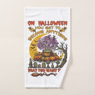 Halloween Become Anything Cauldron Cat Ghost Pumpk Hand Towel