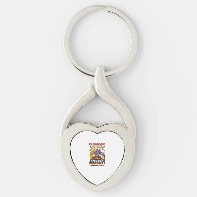 Halloween Become Anything Cauldron Cat Ghost Pumpk Key Ring (Front)