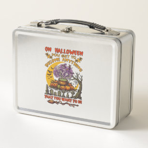 Halloween Become Anything Cauldron Cat Ghost Pumpk Metal Lunch Box