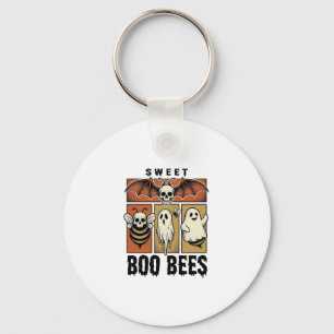 Halloween Bee Pun Vintage Engraving Ghost Bee Shir Key Ring