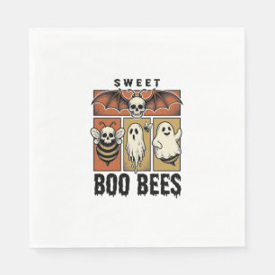 Halloween Bee Pun Vintage Engraving Ghost Bee Shir Napkin