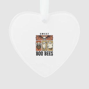 Halloween Bee Pun Vintage Engraving Ghost Bee Shir Ornament