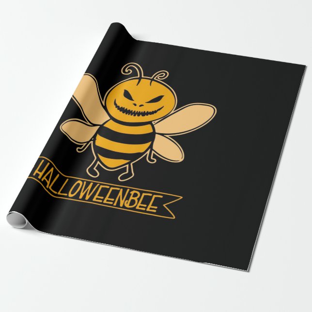 Halloween Bee Wrapping Paper (Unrolled)
