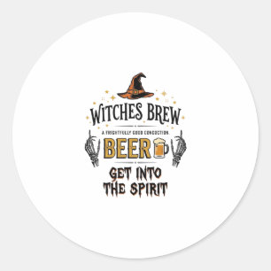 Halloween Beer Hocus Pocus Funny Vintage_1 Classic Round Sticker
