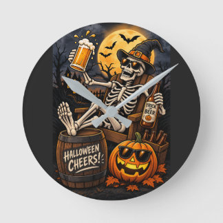 Halloween Beer Skeleton, a fun & spooky wall clock