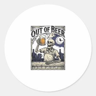Halloween Beer Skeleton Vintage Party Classic Round Sticker