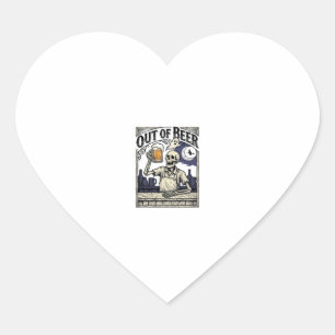 Halloween Beer Skeleton Vintage Party Heart Sticker