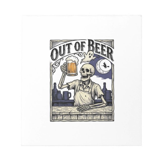 Halloween Beer Skeleton Vintage Party Notepad (Front)