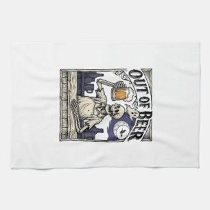 Halloween Beer Skeleton Vintage Party Tea Towel