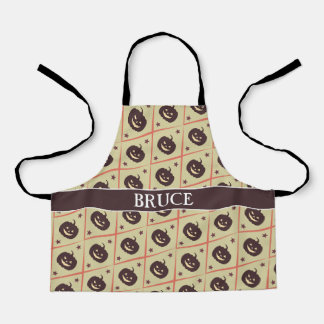 Halloween Beige Grey Minimal Pattern Apron