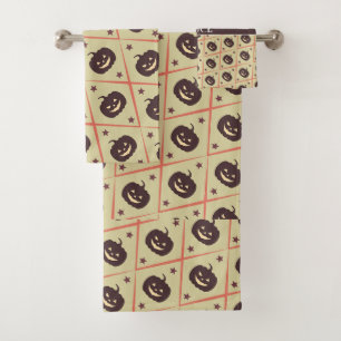 Halloween Beige Grey Minimal Pattern Bath Towel Set