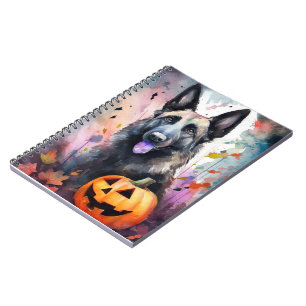 Halloween Belgian Shepherd With Pumpkins Scary Notebook