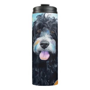 Halloween Bernedoodle With Pumpkins Scary Thermal Tumbler