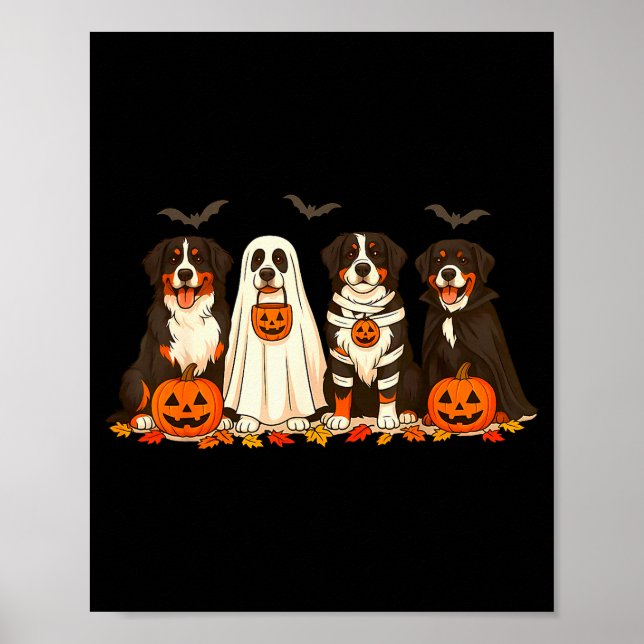 Halloween Bernese Mountain Dog Ghost Soky Bernese  Poster (Front)