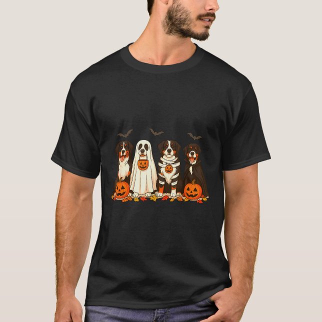 Halloween Bernese Mountain Dog Ghost Soky Bernese  T-Shirt (Front)