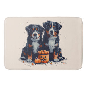 Halloween Bernese Mountain Dogs Pumpkin Bath Mat