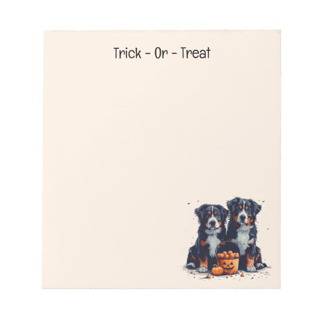 Halloween Bernese Mountain Dogs Pumpkin Notepad (Front)