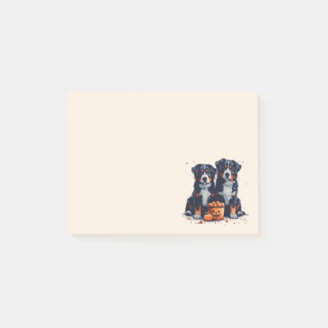 Halloween Bernese Mountain Dogs Pumpkin Post-it Notes (Front)