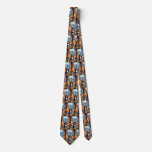 Halloween Bernese Mountain With Pumpkins Scary Tie