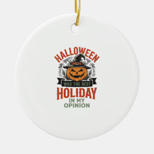 Halloween Best Holiday Vintage Pumpkin Shirt Desig Ceramic Ornament