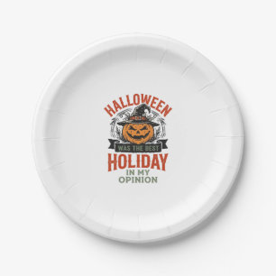 Halloween Best Holiday Vintage Pumpkin Shirt Desig Paper Plate