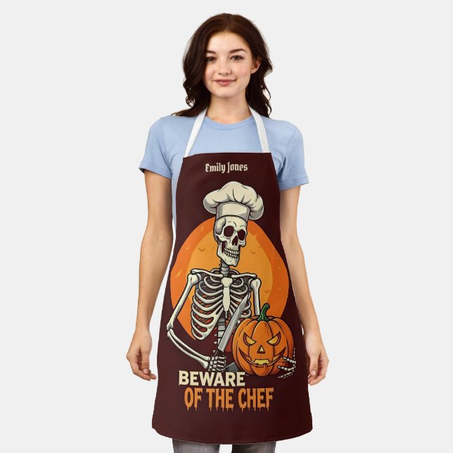 Halloween 'Beware of the Chef' Skeleton | Spooky  Apron (Worn)