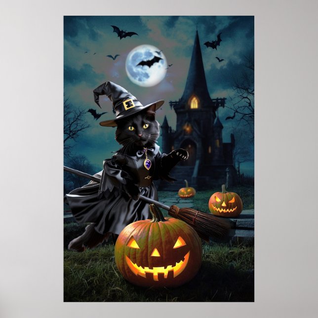 Halloween Bewitched Cat Poster (Front)