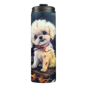 Halloween Bichon Frise With Pumpkins Scary Thermal Tumbler