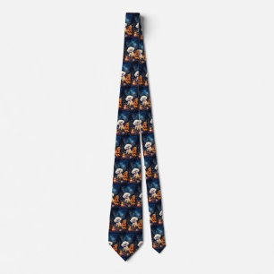 Halloween Bichon Frise With Pumpkins Scary Tie