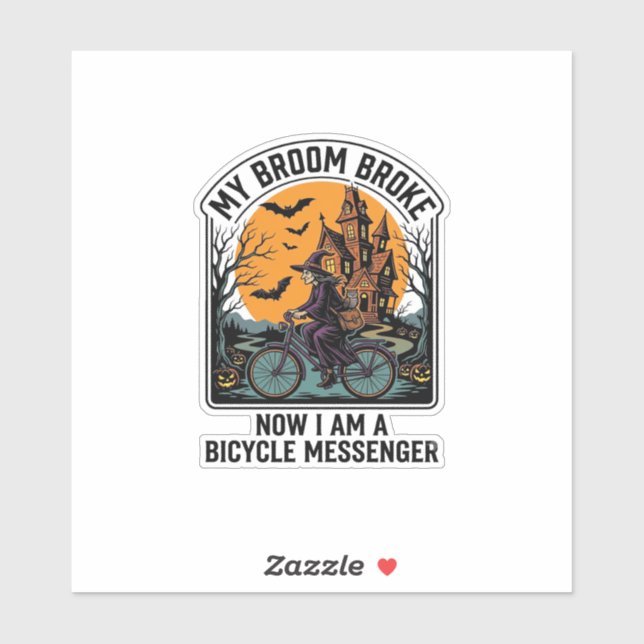 Halloween Bicycle Messenger Funny Witch Broom Brok (Sheet)