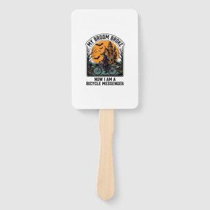 Halloween Bicycle Messenger Funny Witch Broom Brok Hand Fan