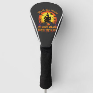 Halloween Bicycle Messenger Witch Broom Broke Desi Golf Head Cover