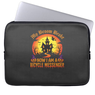 Halloween Bicycle Messenger Witch Broom Broke Desi Laptop Sleeve