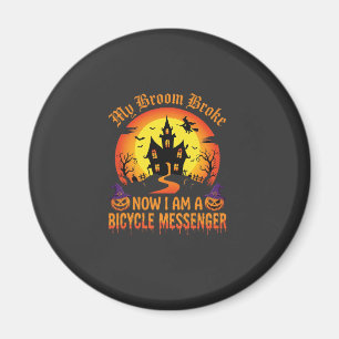 Halloween Bicycle Messenger Witch Broom Broke Desi Magnet