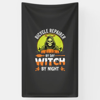 Halloween Bicycle Repairer By Day Witch By Night Banner