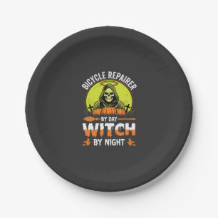 Halloween Bicycle Repairer By Day Witch By Night Paper Plate