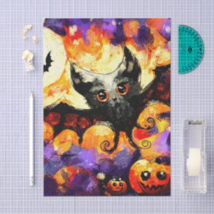 Halloween Big-Eye Bat Jack-o-Lantern Decoupage Tissue Paper