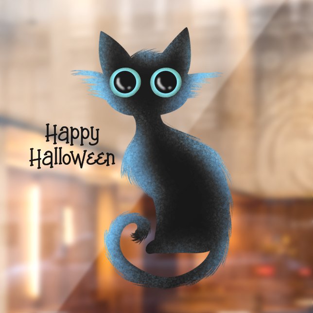 Halloween Big Eyes Black Blue Evil Cat (Sheet 2)