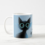 Halloween Big Eyes Black Blue Evil Cat Coffee Mug<br><div class="desc">Halloween Big Eyes Black Blue Evil Cat Coffee Mug. Unique,  beautiful,  stylish design. Easy to be personalised. Font style,  size and colours can be changed. Matching items are available.</div>